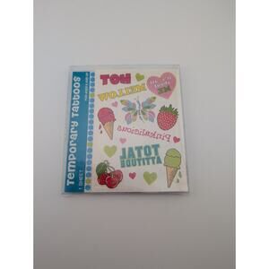 Y2k Temporary Glitter Tattoos Attitude Hot Mellow Ice Cream Strawberry Girly